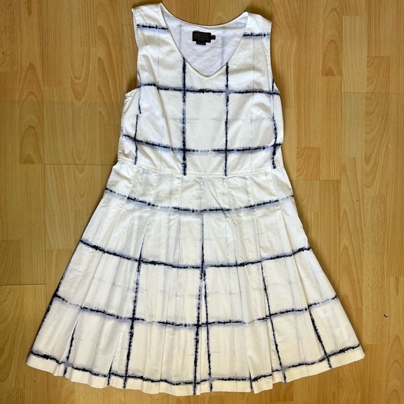 Pendleton White & Navy Windowpane Dress 14 Petite 100% Cotton Classic Coastal - Picture 1 of 6
